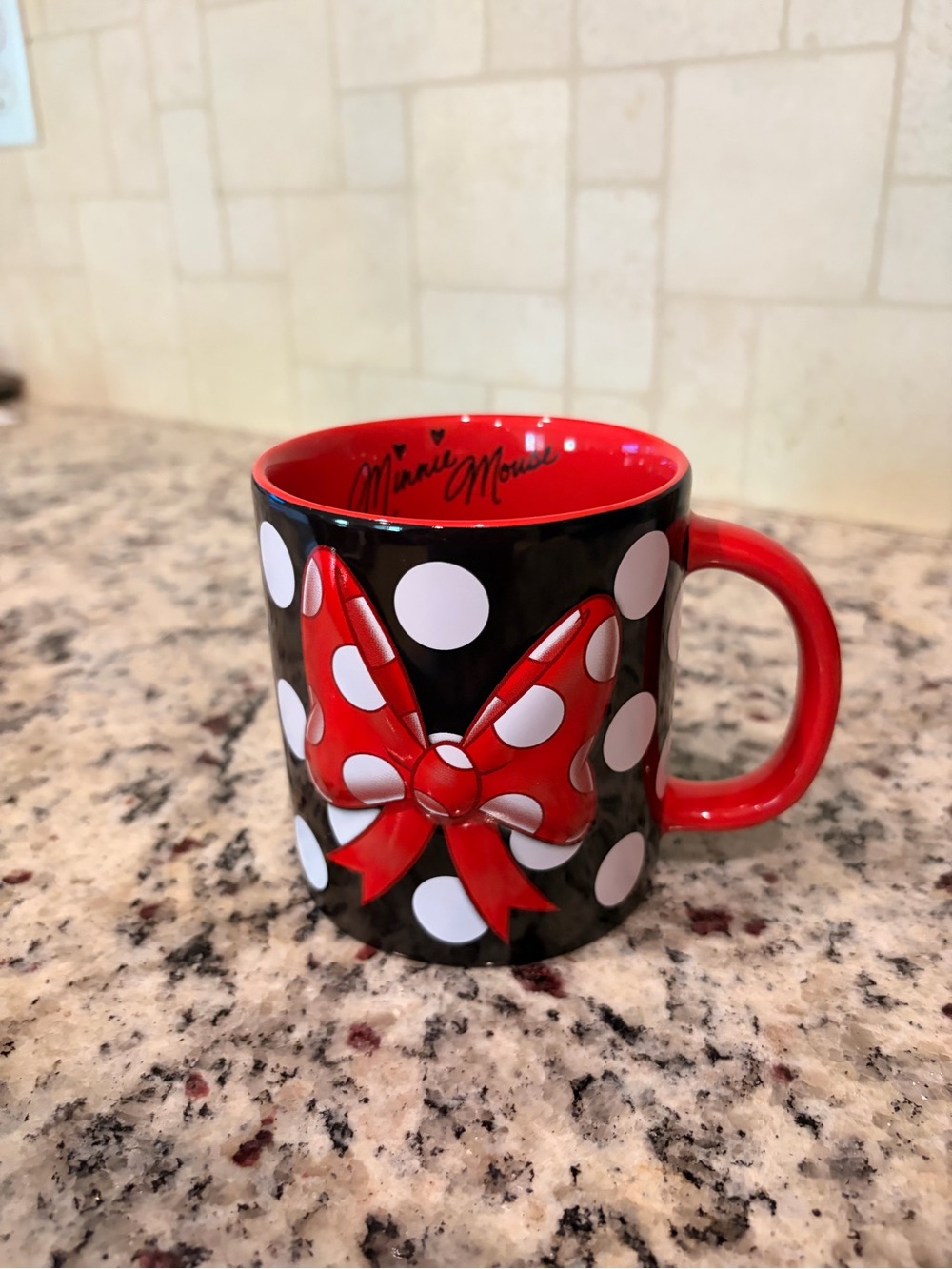 Disney Minnie Mouse Black, White & Red Polka Dot Mug